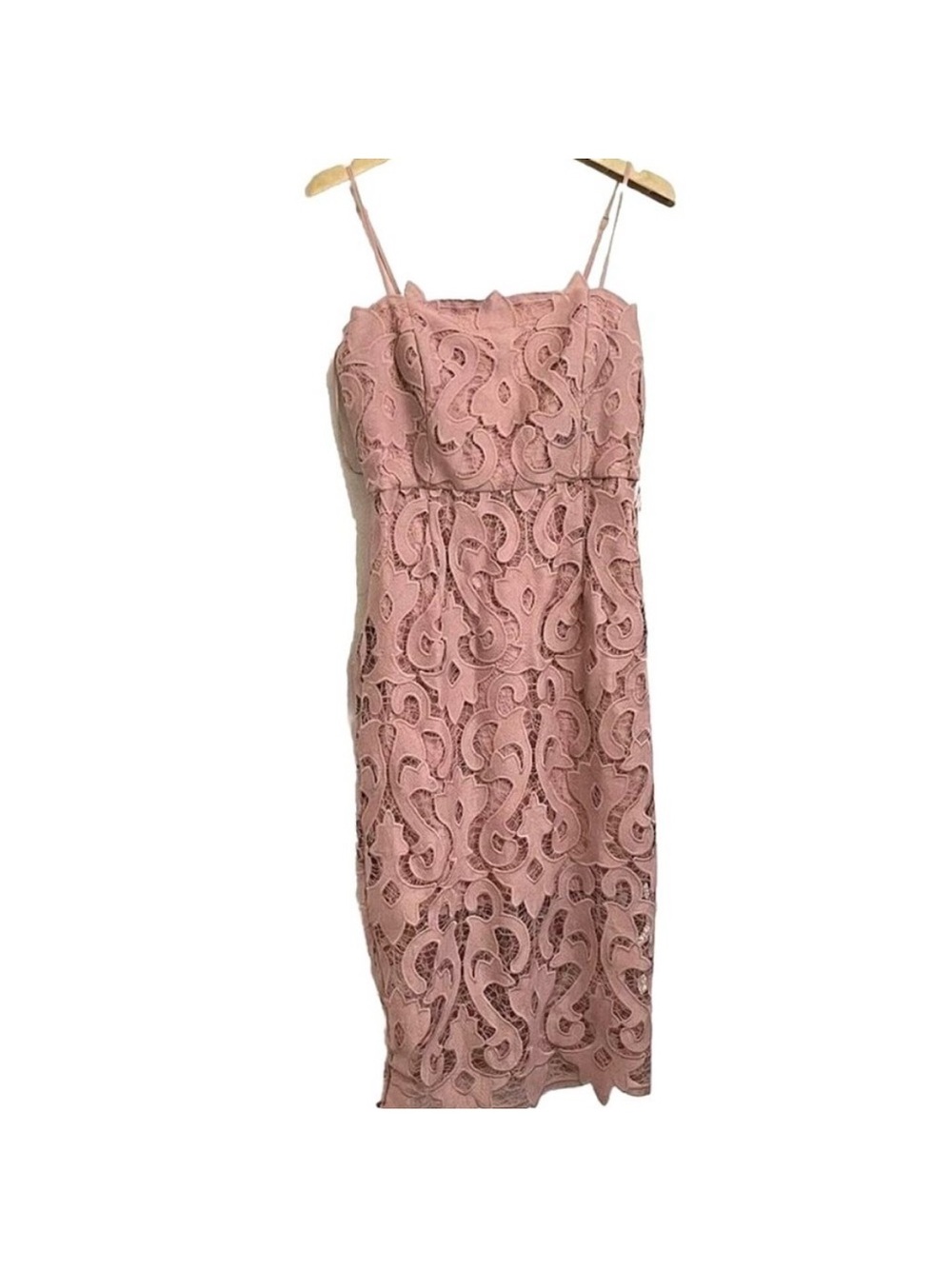 Bardot Blush Pink Lace Midi Dress - Picture 2 of 7